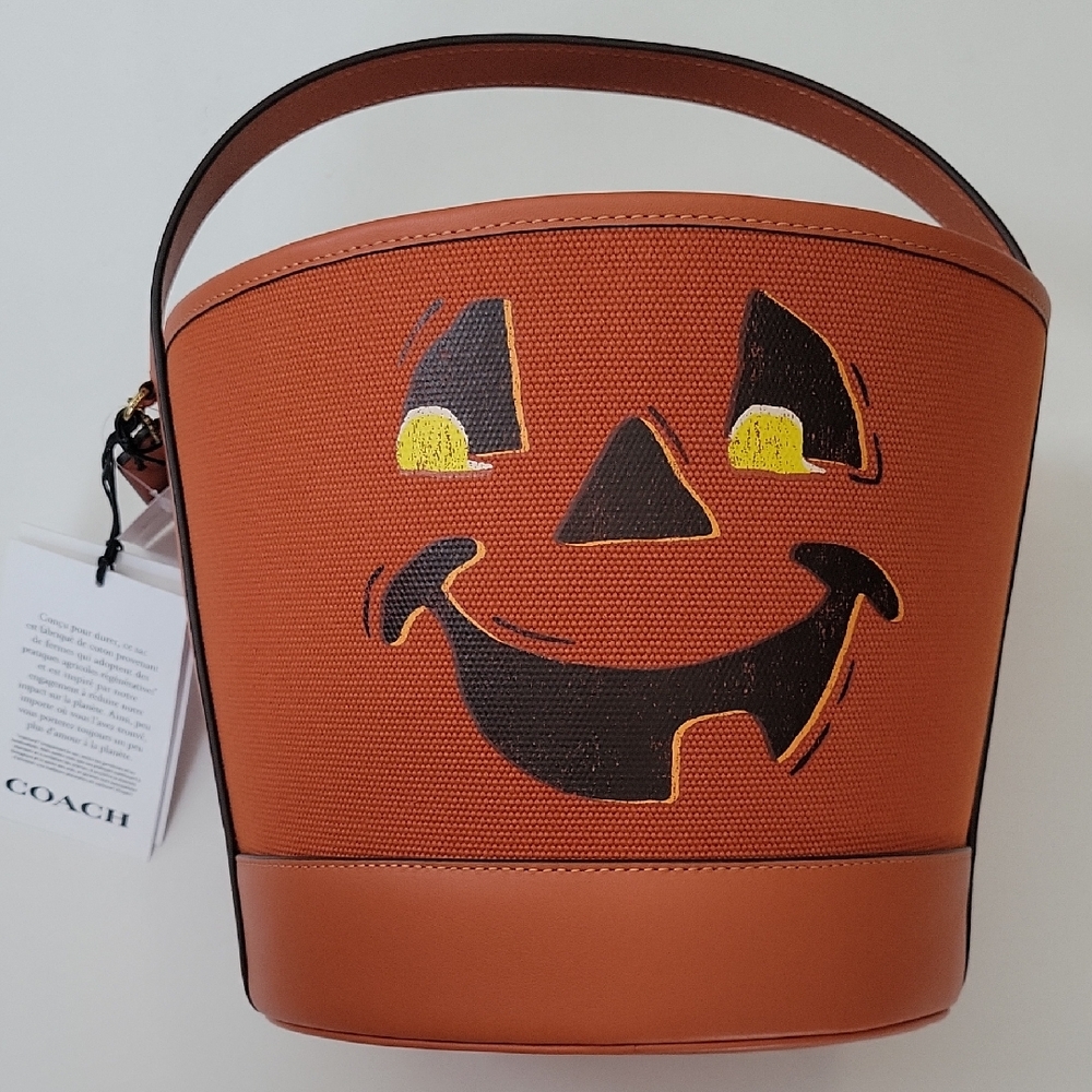 Coach Orange Jack-o'-Lantern Bucket Bag